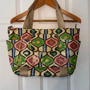 Franco Sarto Candyland Retro Coated Canvas Twill Waterproof Tote Purse Bag